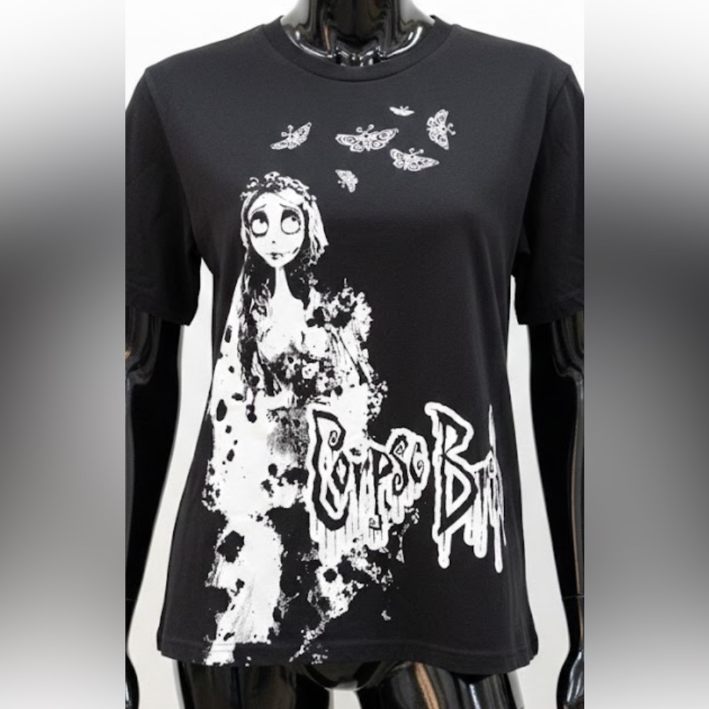 ROMWE Black and White Graphic Tee Corpse Bride S